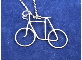 Silver Bike Pendant On A 16' Sterling Silver Chain