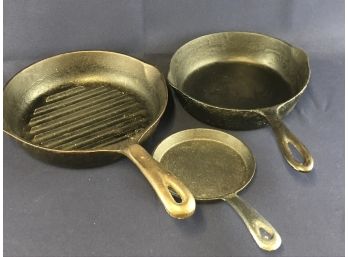 Lot Of 3 Cast Iron Pans
