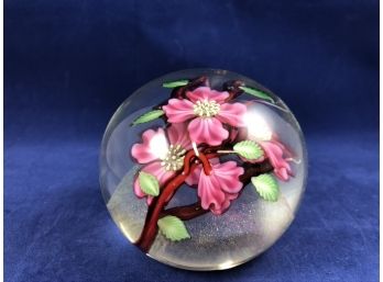 Orient & Flume, Pink Dogwood, Paperweight, Signed And Numbered By Greg Held
