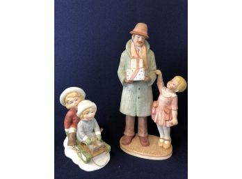 Treasured Memories The New Sled & Uncles Christmas Visit In Original Boxes By Enesco