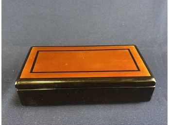 Black Lacquer Box With Inlays In The Lid