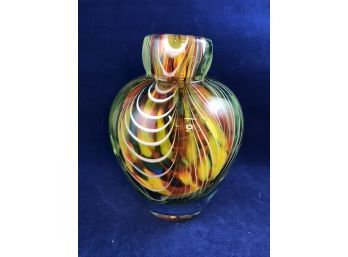 Small Glass Multi-color Vase, Unsigned