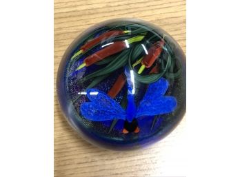 Steven, Glass Art, Lundberg Horsefly In The Reeds, Paperweight, Signed And Numbered