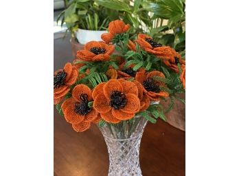 French Beaded Flowers, 22 Dark Orange Flowers