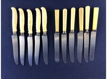 Collection Of 11 Vintage Stainless Steel Dinner Knives With Celluloid Bakelite Handles