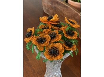 French Beaded Flowers, 10 Orange