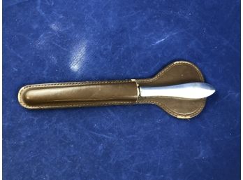 Reed & Barton, Sterling Silver Handle, Mail Opener In Leather Holder