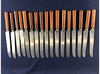 Collection Of 17 Vintage Bakelite Stainless Steel Dinner Knives