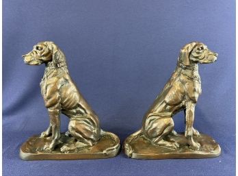 Handsome Bronze Looking Dog Bookends