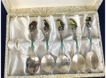 New Zealand Demitasse Vintage Decorative Sterling Silver Souvenir Spoon Set Of 5