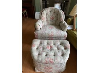 Comfy Floral Swivel Rocking Chair And Ottoman