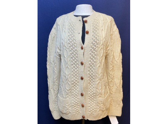 Aran Islands Wool Sweater Cardigan For Woman