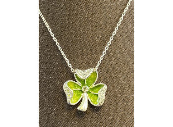 Sterling Silver Irish Clover Pendant And Chain Made In Ireland, 18'