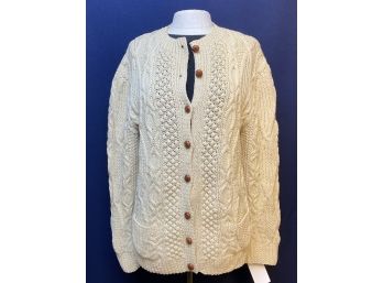 Aran Islands Wool Sweater Cardigan For Woman