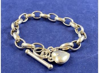 Sterling Silver Heart Charm Bracelet 7.5'