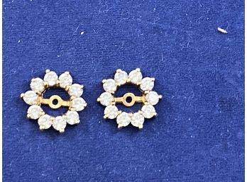 14K Gold And Cubic Zarconia Halos For Stud Earrings
