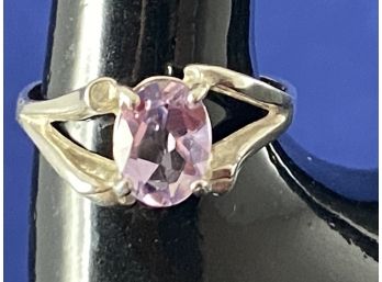 Sterling Silver Ring With Amethyst? Stone, Size 8