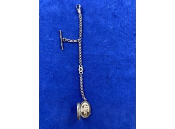 10K Antique Womens Pocket Watch Chain With Locket With Gentlemans Photo And Lock Of Hair