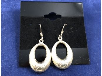 Sterling Silver Etched Oval Earrings