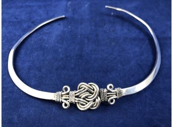 Sterling Silver Collar Necklace With Ornate Knot, Signed Solemn
