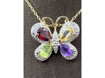 18K Gold Over Sterling Silver Butterfly, 18'