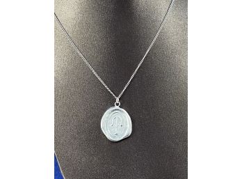 Pyrrha, Reclaimed Sterling Silver Pendant And Chain, Made From A Wax Seal, Monogram T