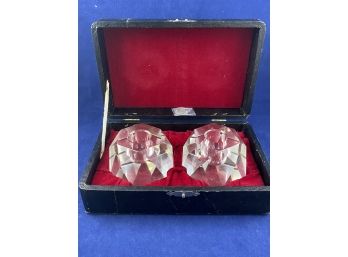 Vintage Crystal Candle Stick Holders In Carrying Case