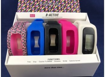 B-Active Interchangeable Watch Fitness Tracker 5 Bands In Original Box