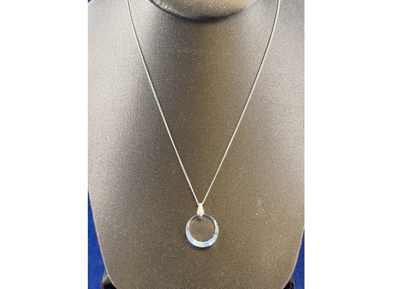 Sterling Silver Chain And Crystal Pendant, 16'
