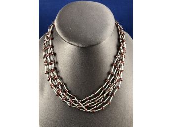 Sterling Silver And Red Garnet Crystals, Victorian Elegance
