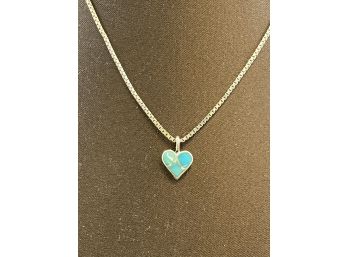 Sterling Silver Box Chain And Heart Pendant, 16'