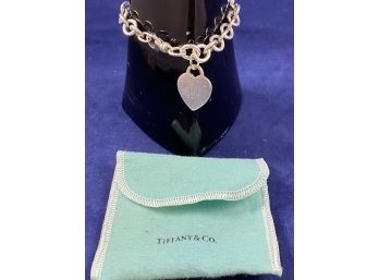 Tiffany & Co. Sterling Silver Heart Bracelet - Has Monogram And Bag