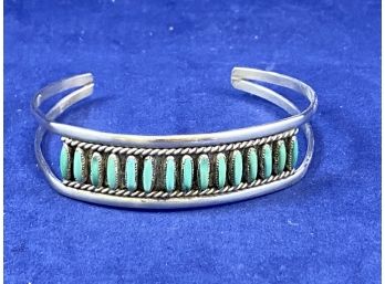 Sterling Silver & Turquoise Bracelet, Made In Mexico