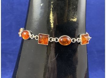 Sterling Silver With Amber Bracelet