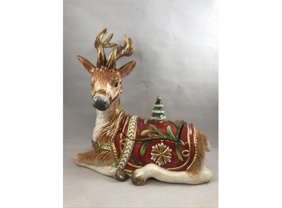 Fitz & Floyd Christmas Reindeer With Beautiful Details And Trinket Storage