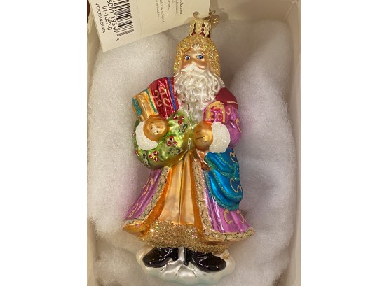 Christopher Radko Blown Glass Ornament, Santa, Father Christmas, In Box