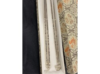 Two Pairs Of Sterling Silver Chop Sticks - Beautiful Etching