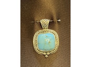 Sterling Silver Turquoise Square Pendant