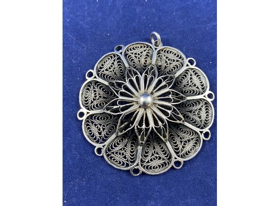 Limco Turkish Silver Filigree Flower Pendant