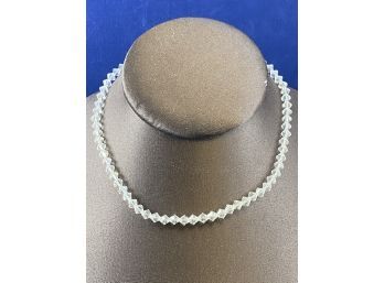 Single Strand Vintage Cut Crystal Faceted Bead Necklace, First Communion
