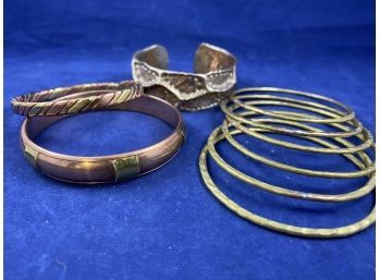 Lot Of 9 Brass Or Copper Bracelets