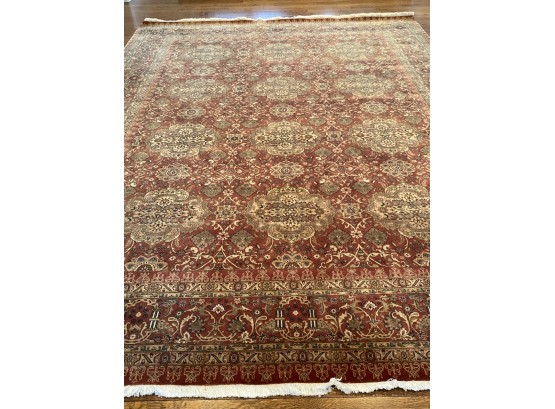 12'1' X 9'1' Patterened Asian Rug #4- Burgandy Base, Bronze, Beige With Black And Off-White Accents