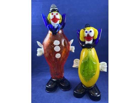 Pair Of Murano? Glass Clown, Art Glass Clown, Clown Collectors Delight