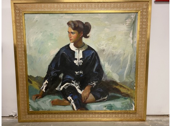 49' X 45' Oil Painting, Young Girl, Signed