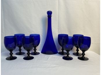 Colbalt Glass Set, 9 Pieces