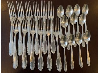 Antique French, Silverplate Set Of 23 Pieces Forks Spoons