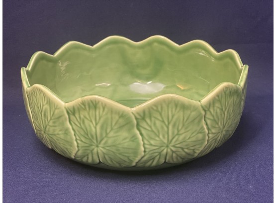 Bordallo Pinheiro Green Lily Pad Serving Bowl, Made In Portugal