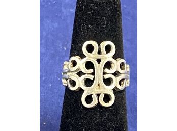 Sterling Silver Ring With Scrolls, Size 5.5