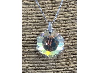 Sterling Silver Necklace With Crystal Pendant, 18'