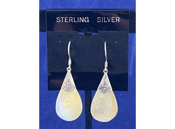 Sterling Silver Mother Of Pearl Dangle Teardrop Earrings